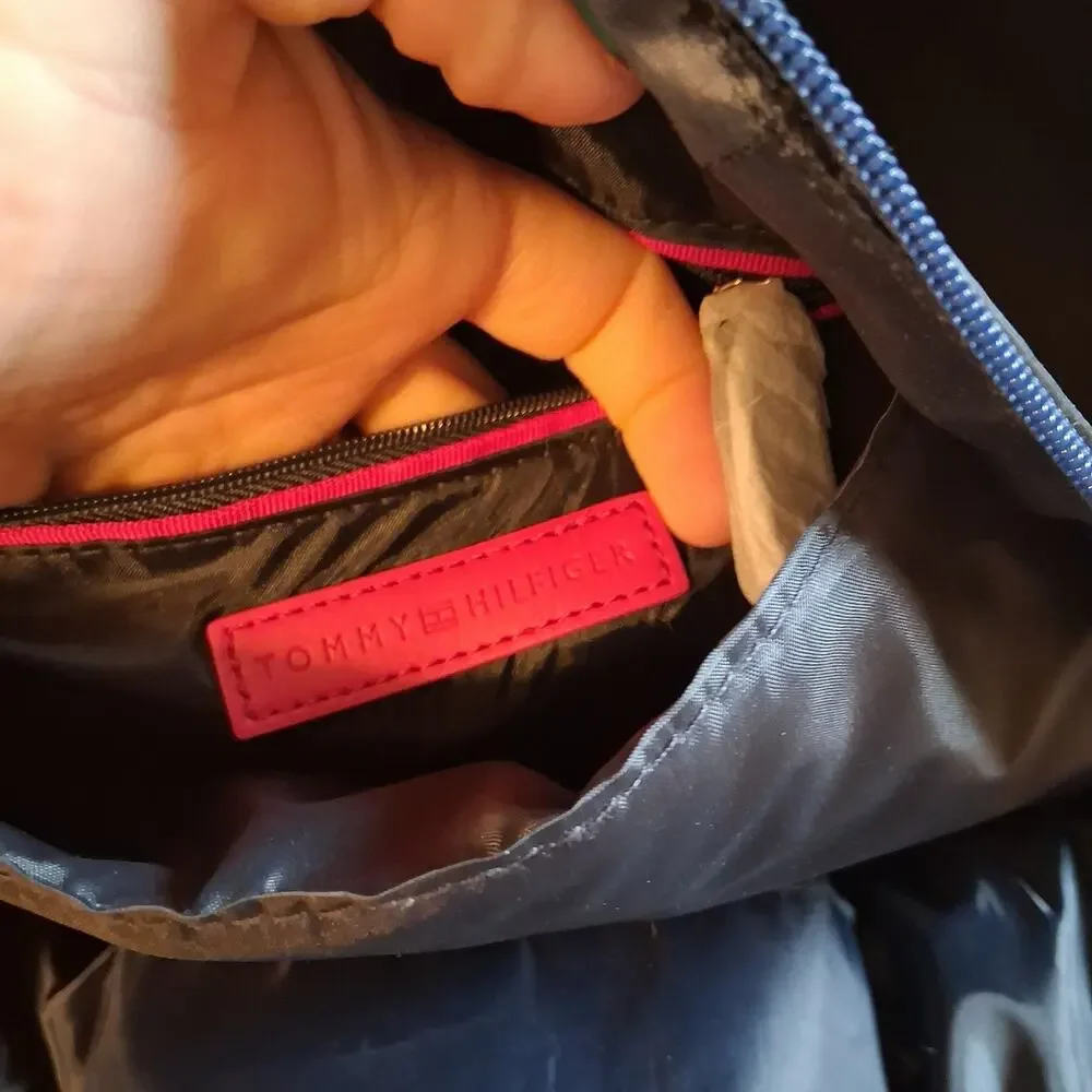 Tommy Hilfiger Backpack Bookbag School Bag Black Nylon Logo Zipper Pockets NWOT